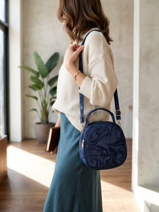 Marble Gloss Mini Crossbody Handbag for Women – 8×8 Inch