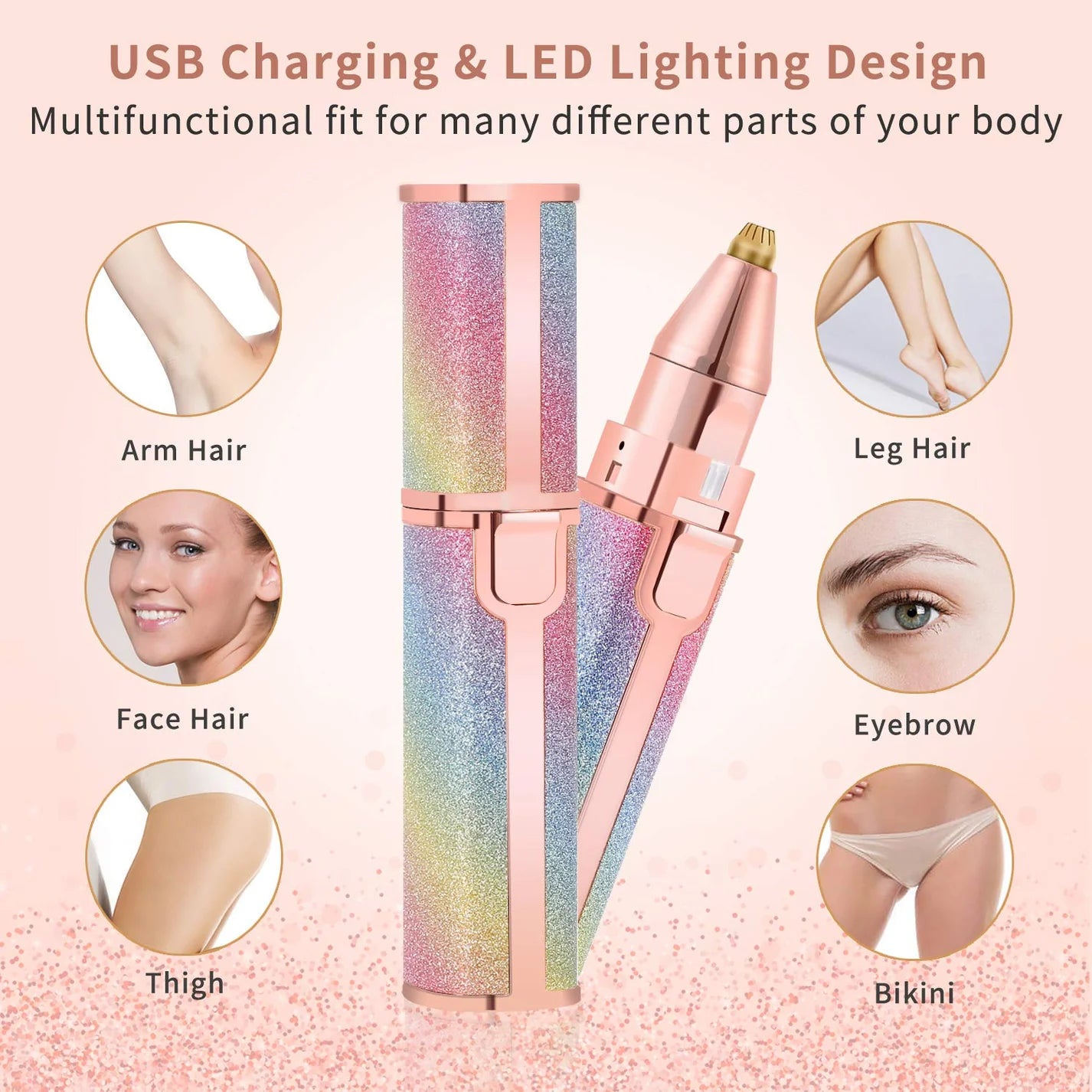 2-in-1 Rechargeable Eyebrow & Facial Hair Trimmer for Women
