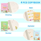 Kids Magic Practice Copybook Set of 4 with 10 Refill Pens – Reusable Handwriting Learning Books for Home & School